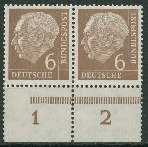 Bund 1954 Th. Heuss I Bogenmarken Platte Unterrand 180 Paar P UR postfrisch