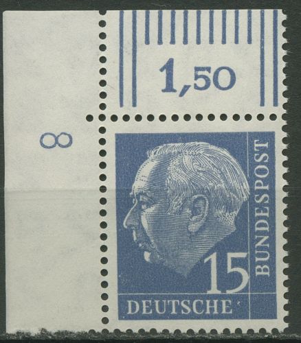 Bund 1954 Th. Heuss I mit Druckerzeichen 184 x Ww 4er-Bl. Ecke 1 DZ 8 postfrisch