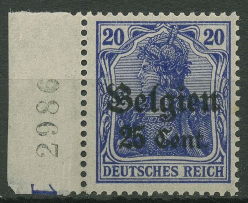 Landespost in Belgien 1916/18 Germania 18 a mit Bogen-Nr. postfrisch geprüft