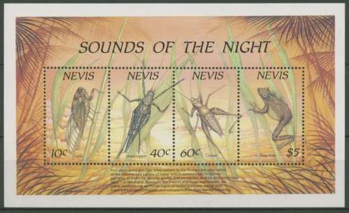 Nevis 1989 Geräusche der Nacht Nachtaktive Insekten Block 19 postfrisch (C71633)
