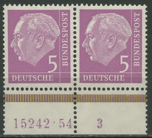 Bund 1954 Th. Heuss I Paar aus MHB Hausauftrags-Nr. 179 x Wv (2) HAN postfrisch
