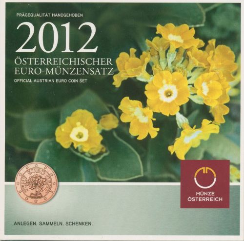 Österreich KMS 2012, 1 Cent - 2 Euro Gedenkmünze im Originalfolder, st, (m5384)