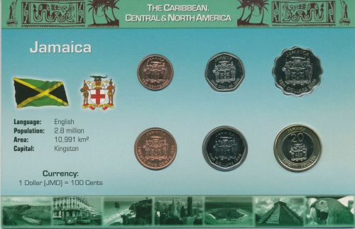 Jamaika 1996/2006 Kursmünzen 10 Cent - 20 Dollar im Blister, st, (m5462)