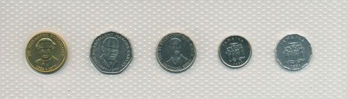 Jamaika 1991/1993 Kursmünzen 1 Cent - 1 Dollar im Blister, st, (m5463)