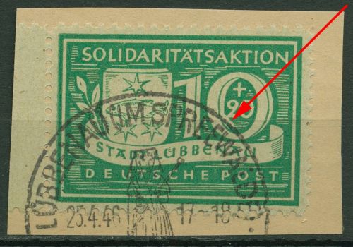 Lübbenau (im Spreewald) Solidaritätsaktion Plattenfehler 9 A PF III Briefstück