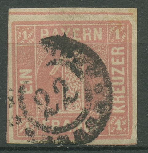 Bayern 1850 1 Kreuzer rosa 3 I a mit Stempel 22 Aschaffenburg