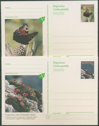 Slowenien 1995 Naturschutz Schmetterling Postkarte P 40/41 ungebraucht (X6259)