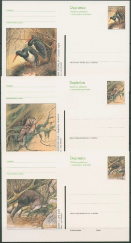 Slowenien 1997 Naturschutz: Otter, Kauz Postkarte P 47/49 ungebraucht (X6262)