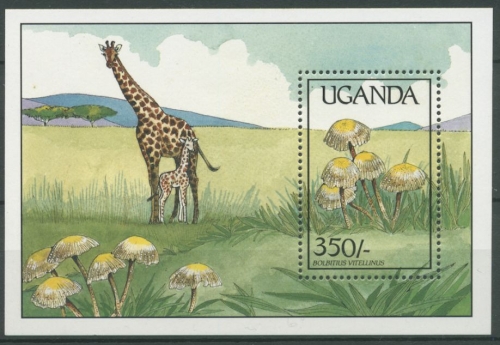 Uganda 1989 Pilze Giraffe Block 95 postfrisch (C23460)