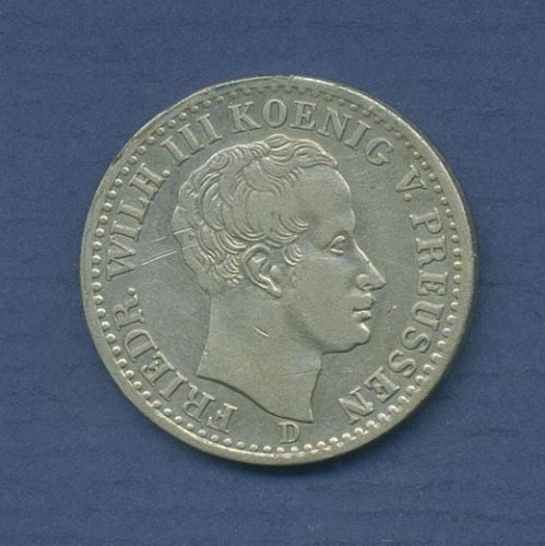 Brandenburg-Preußen 1/6 Taler 1840 D, Friedrich Wilhelm III., ss+ (m6114)