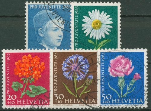 Schweiz 1963 Pro Juventute Knabenbildnis Blumen 786/90 y gestempelt