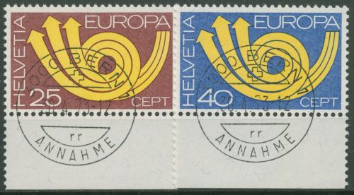 Schweiz 1973 Europa CEPT Posthorn 994/95 mit TOP-Stempel