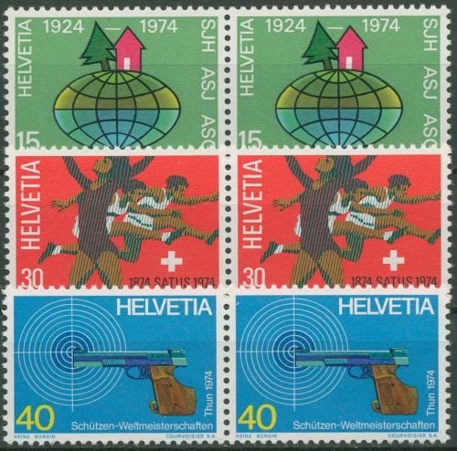 Schweiz 1974 Ereignisse Sportschützen Turnverband 1017/19 Paare postfrisch