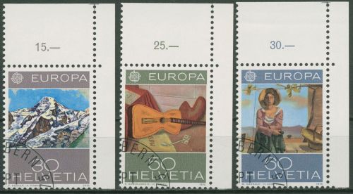 Schweiz 1975 Europa CEPT Gemälde 1050/52 Ecke gestempelt