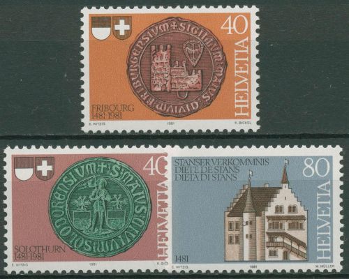 Schweiz 1981 Freiburg Solothurn Stanser Verkommnis Rathaus 1203/05 postfrisch