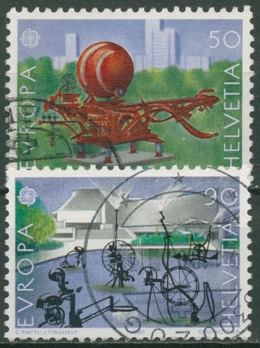 Schweiz 1987 Europa CEPT Moderne Architektur Skulptur Brunnen 1349/50 gestempelt