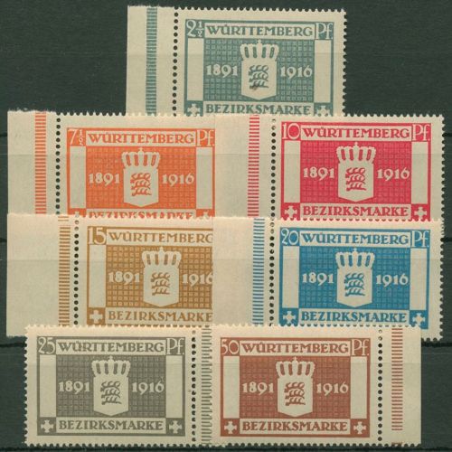 Württemberg Dienstmarken 1916 25 Jahre Regentschaft 123/29 Rand postfrisch