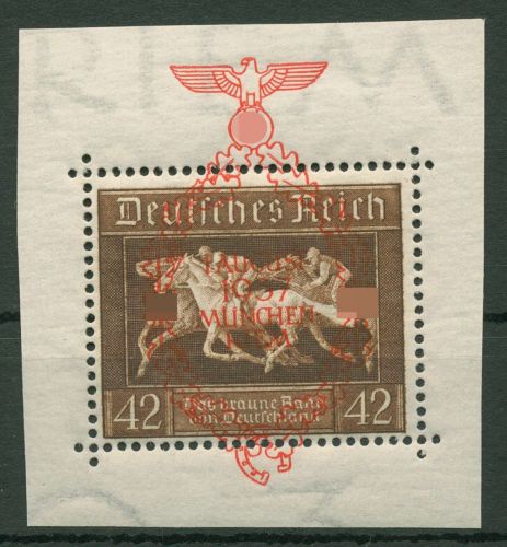Deutsches Reich 1937 Galopprennen Einzelmarke 649 aus Block 10 postfrisch