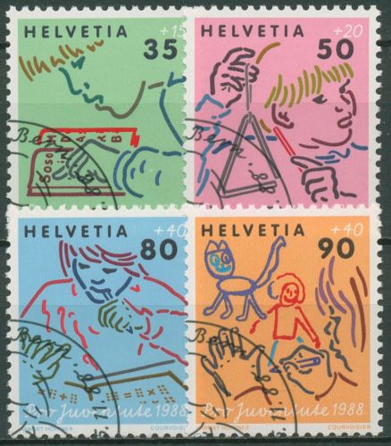 Schweiz 1988 Pro Juventute Kinder Schulkind 1381/84 gestempelt