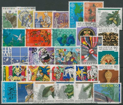 Schweiz Jahrgang 1992 komplett (1461/88) gestempelt (G60035)