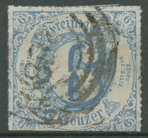 Thurn und Taxis 1866 6 Kreuzer blau 53 gestempelt