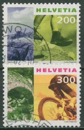 Schweiz 2000 Tourismus Wandern Radfahren Steinbrücke Biasca 1744/45 gestempelt
