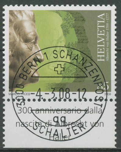 Schweiz 2008 Arzt Albrecht von Haller 2055 gestempelt