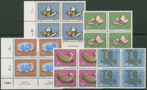 Schweiz 1960 Pro Patria Mineralien 714/18 4er-Block postfrisch