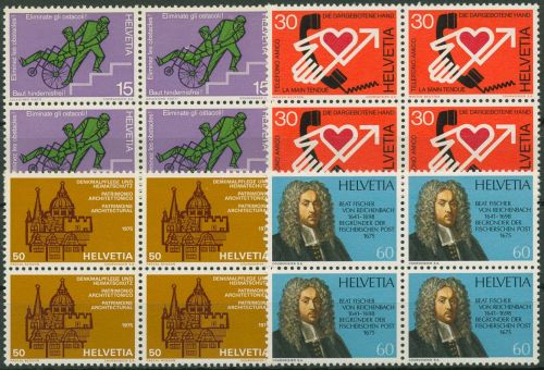 Schweiz 1975 Ereignisse Denkmalschutz 1058/61 4er-Block postfrisch