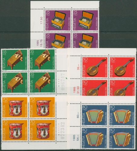 Schweiz 1985 Pro Patria Musikinstrumente 1296/00 4er-Block postfrisch