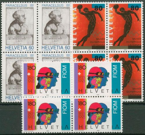 Schweiz 1993 Ereignisse Paracelsus Olympisches Museum 1493/95 4er-Block postfri.