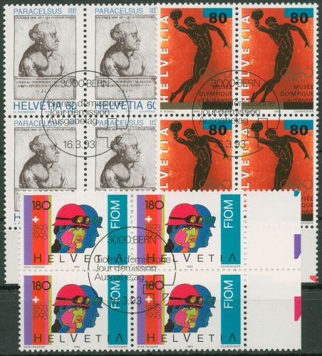 Schweiz 1993 Ereignisse Paracelsus Olymp. Museum 1493/95 4er-Block gestempelt