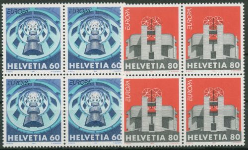Schweiz 1993 Europa CEPT Zeitgenössi. Kunst Häuser 1499/00 4er-Block postfrisch