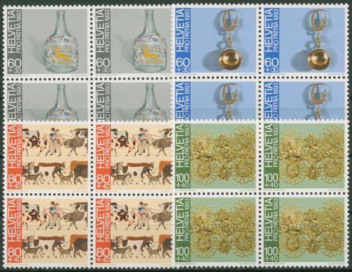 Schweiz 1993 Pro Patria Kunst Kultur Volkskunst 1502/05 4er-Block postfrisch
