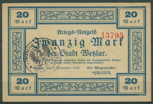 Wetzlar 20 Mark 1918, Geiger 551.08, kassenfrisch (K797)