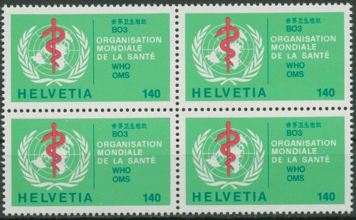 Weltgesundheitsorganisation (OMS/WHO) 1986 WHO-Emblem 40 4er-Block postfrisch