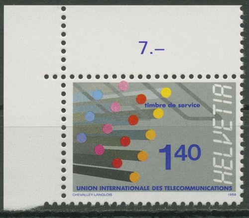 Int. Fernmeldeunion (UIT/ITU) 1988 Glasfaserkabel 14 Ecke postfrisch
