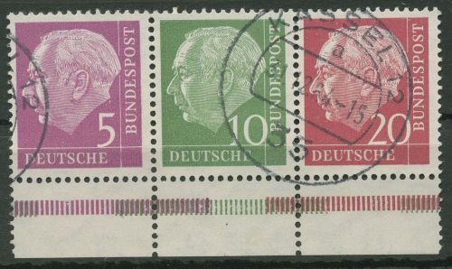 Bund 1958 Heuss und Ziffer mit Unterrand Zusammendruck W 20 X UR gestempelt