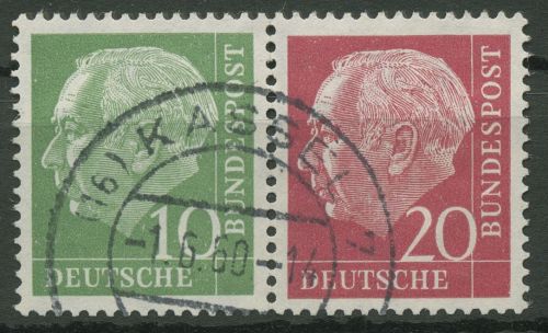 Bund 1958 Heuss und Ziffer Zusammendruck W 21 X gestempelt