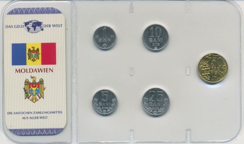 Moldawien 2000/2006 Kursmünzen 1 - 50 Bani im Blister, st (m5531)