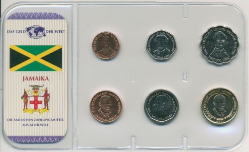 Jamaika 1996/2005 Kursmünzen 10 Cent - 20 Dollar im Blister, st, (m5563)