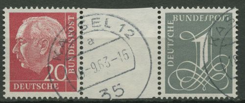 Bund 1960 Heuss/Ziffer (WZ liegend) Zusammendruck WZ 16 b YII gestempelt