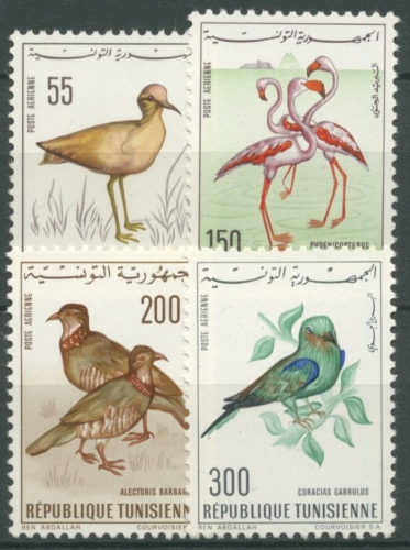 Tunesien 1965 Vögel Flamingo Blauracke Klippenhühner 655/58 postfrisch