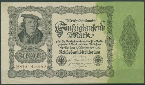 Dt. Reich 50000 Mark 1922, Ro 79 a leicht gebraucht (K843)