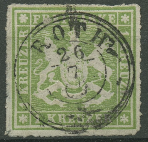 Württemberg 1865 Wappen 1 Kreuzer 30 a gestempelt K3 ROTH