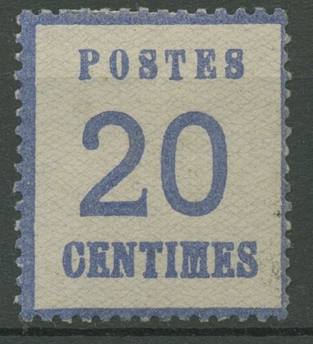 NDP Elsaß-Lothringen 1870 Freimarke 20 Centimes 6 I ohne Gummierung