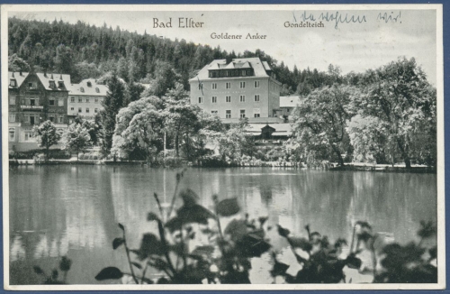 Bad Elster Goldener Anker am Louisa-Teich, gelaufen 1933 (AK938)