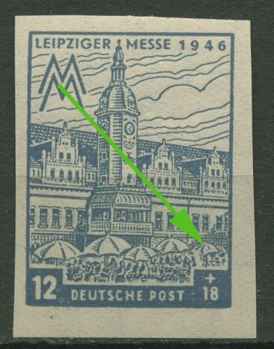 SBZ West-Sachsen 1946 Leipziger Messe WZ Y mit Plattenfehler 163 BY I postfrisch