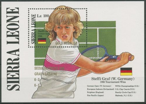 Sierra Leone 1989 Tennis Steffi Graf Turniersiege Block 93 postfrisch (C62424)