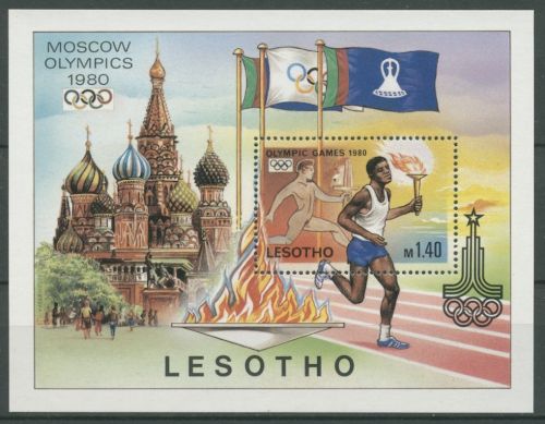 Lesotho 1980 Olymp. Spiele Moskau Fackelläufer Block 5 postfrisch (C27190)